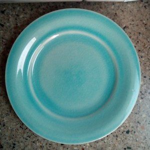 NEW Set of 3 Aqua Ocean's Crackle Collection Stoneware Salad Plates